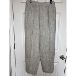 100% Linen Pants‎ Plaza South Tan/Gray. Neutral Business Tapered Leg Trouser 12